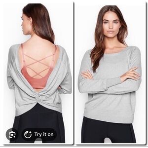 Victoria secret knit grey backless sweater twist knot SZ XS